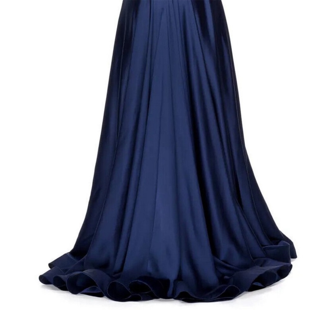 La Femme High Slit Long Satin Dress Sleeveless Full Length Formal Prom size 6 - Picture 6 of 11